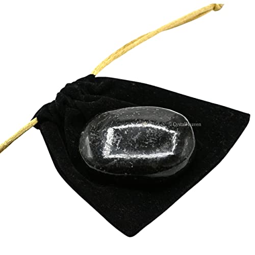 Image of Certified Large Nuummite Crystal Palm Pebbles Stones for Anxiety Stress Relief Massage - AAA Grade Original Healing Gemstone Agate Palm Stone for Yoga Meditation Spiritual Reiki Feng Shui