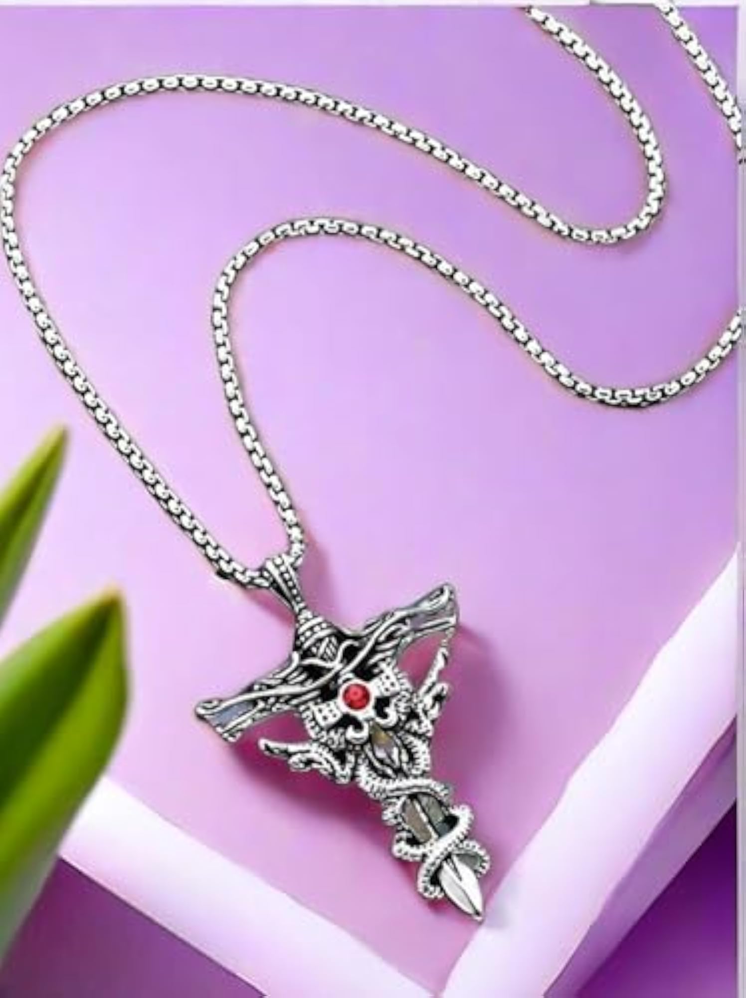 Men's Locket Pendant Necklace, Stylish Chain Design