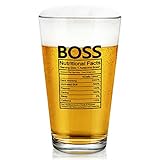 Futtumy Boss Nutritional Facts Beer Glass, Funny Office Gift Bosses Day Gift Christmas Gift Gag Gift Birthday Gift for Men Boss Manger Coworker Colleague Friend, 15 Oz