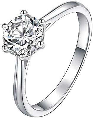Anillos de moissanita para mujer, anillo de compromiso de moissanita solitario de seis puntas, anillo de compromiso clásico de 1 a 3 quilates para