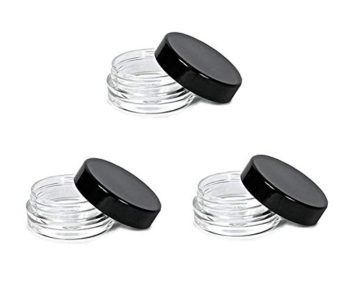 Erioctry 5 Gram Jar, 5 Ml Jar, 50 Pcs Refillable Black Plastic Screw Cap Lid With Clear Base Empty Plastic Container Jars Cosmetic Sample Empty Container For Make Up Nail Powder Eye Shadow #TOP1