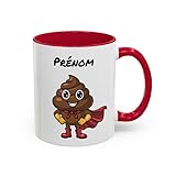 Couleurs : noir,bleu, rouge Teecustom Mug Personnalisé Prénom – Super Héros Caca Fun – Tasse Humour Originale – Cadeau Drôle – Céramique – Micro-ondes & Lave-Vaisselle – 325 ml Noir Bleu Rouge (Rouge)