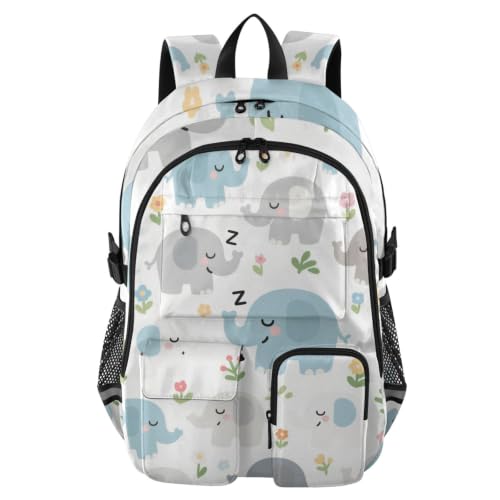 Mochila de viaje para laptop con diseño de elefantes grises de 17 pulgadas para mujer y hombre