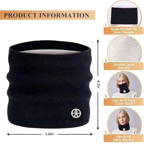 لينجي مجموعة قبعة صغيرة شتوية ووشاح وقفازات تعمل باللمس تدفئة الرقبة وقبعات 3 في 1 للشتاء اسود للرجال