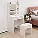 LEMROE Postazione Trucco Bianco Toilette Trucco con Sgabello per Signore Toletta con 7 Ripiani e 1 Cassetto Grande Toletta da Trucco con Specchio Scorrevole
