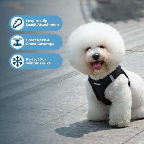 Voyager Step-In Plüsch-Hundegeschirr by Best Pet Supplies - Step-In-Westengeschirr für kleine und mittelgroße Hunde, Weicher Plüsch, Schwarzer Plüsch, size S - Brust 37-40 cm