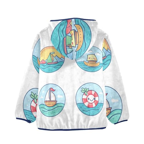 Travel Sea Girls Fleece Jacket Girls Fall Jacket Girls Zip Up Hoodie Girls Sherpa Jacket 2-10T2