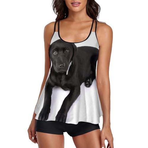Bikini tankini chien labrador noir ensemble maillot de bain short de garçon