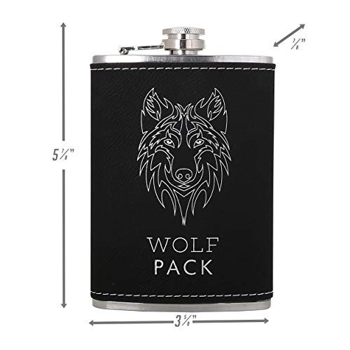 Stainless Steel Barware Flask (8 Oz.) W/Gift Box & Funnel | Inspirational Quotes | Vastigo (Black/Silver) #TOP5