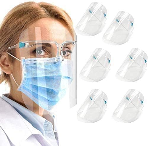 8pcs Protective Eyeglass Shields- Women Safety Glasses Face Shield-Reusable Full Face Clear Visor Windproof Dust proof Anti-fog Shield Protect Eyes for Man