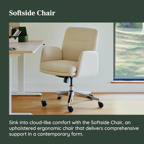 Image of Branch Softside Mid Century Modern Office Chair | Removable Arms with Luxury Cloud-Like Comfort, Adjustable Height, Integrated Lumbar Support, Boucle Fabric, Oatmeal