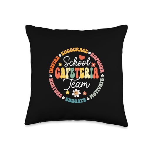 Groovy Cafeteria Squad & Lunch Lady Crew Designs Groovy Schools Cafeteria Support Team Worker Lunch Throw Pillow, 16x16, Multicolor