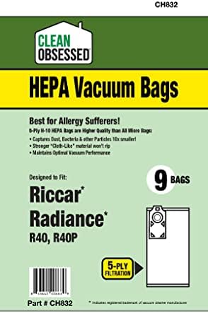 Clean Obsessed H-10 HEPA Bags Fits Riccar Radiance Type R40, R40P series (9 Bag Pack) - Thumbnail 3