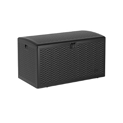 Garvee 73 Gallon Waterproof Large Resin Deck Box Indoor Outdoor, Lockable Storage Container for Patio Furniture Tools, Waterproof Deck Box Patio Storage Bin for Pool Garden, Black