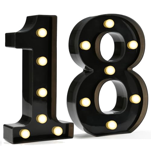 Pooqla Black Light Up Numbers, 18th Birthday Decorations for Boys