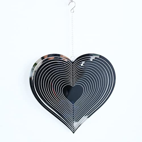 Julan Wind Spinner Yard Art Garden Decorations, 3D Heart Stainless Steel Metal Sculptures Kinetic Hanging Pendant,Kinetic Metal Outdoor Garden Decor Wind Spinner With 360° Rotating Hook (Silver) #TOP16
