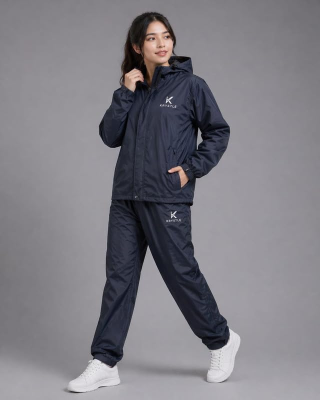Image of Krystle Women's Waterproof Rain Suit Set - Jacket & Pants | Windproof & Lightweight (Blue,Medium)