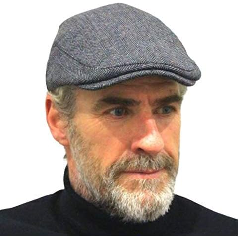 London Design Men's Flat Cap Grey Herringbone Wool Size 58-59cm Cover