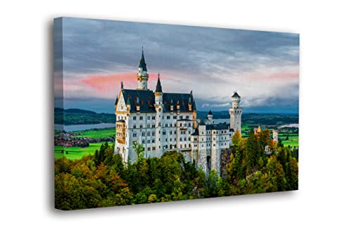 Spiritualhands World's Heritage Famous Places Canvas Wall Art, Scenic Framed Posters, Modern Landscapes Home Decor (21 Neuschwanstein - Germany, 8" X 12" - Ready To Hang) #TOP22