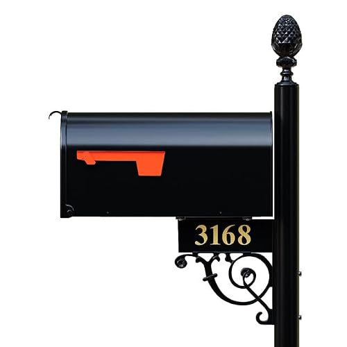ADDRESSES OF DISTINCTION The Bristol Black Mailbox with Post Included – Aluminum Mailboxes for Outside with Post – Rust Free Personalized Metal Mailbox - Large (Large) - Thumbnail 4
