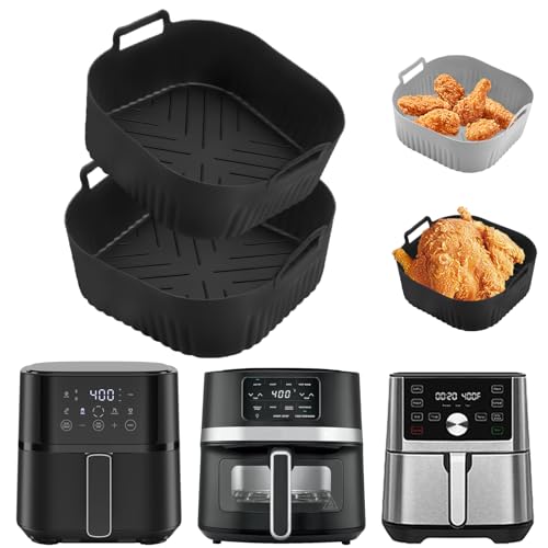 Image of 2Pack Silicone Air Fryer Liners for Instant Pot Vortex Plus 4QT、Chefman 4 QT,LYHOLKEER 7.8inch Square Air Fryer Basket Liners Reusable for 4-5QT,Dishwasher Safe,Parchment Paper Replacement Accessories