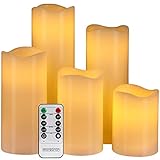 [page_title]-Monzana 5 LED Echtwachs Kerzen mit Fernbedienung Timerfunktion Flamme flackernd 5 unterschiedliche Größen Ø7,5cm breit groß
