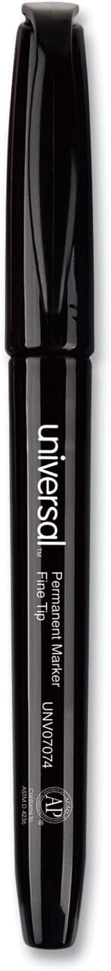 Universal UNV07074 Fine Bullet Tip Pen-Style Permanent Marker - Black (60/Pack)