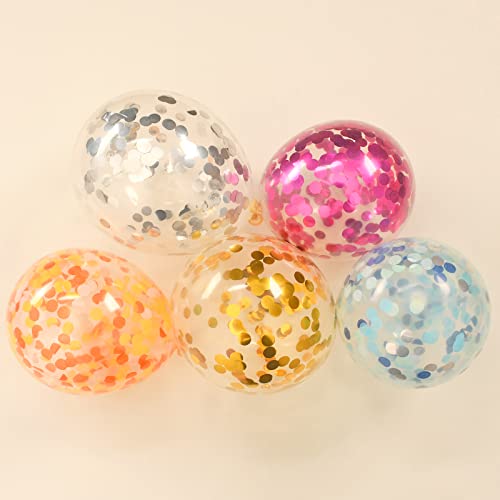 Image of Silver Confetti Balloons, 40 Pcs 5 Inch Clear Balloons with Confetti Inside for Graduation Engagement Cake Topper Decor Bridal Shower Baby Shower Birthday Party Decoration Supplies