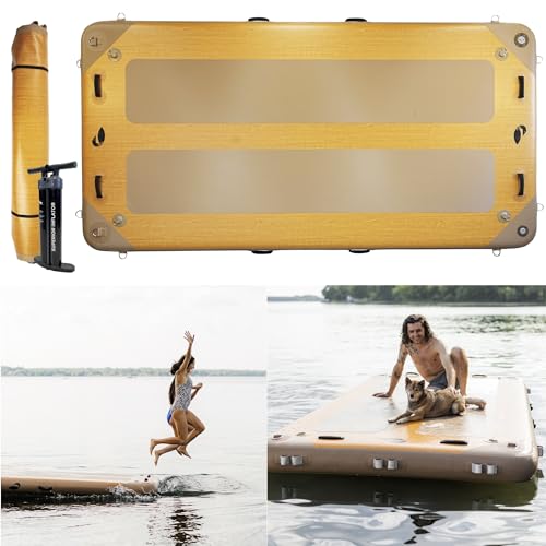 Paddle North Utility Dock 12' and 9' Inflatable Swim Platform for Lake, Ocean, Pool - Supports...