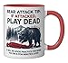 Bear Attack Tip, Play Dead Outdoor Funny Camping Ceramic Mug, Red/White