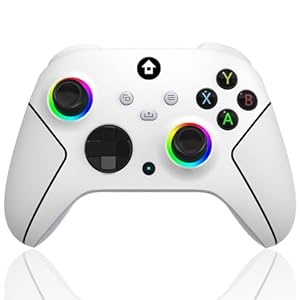 YUYIU Upgraded Wireless Controller with 7 Colors RGB Light for Xbox Controller, Xbox One Series X|S,Consoles,Steam PC Windows, Dual Vibration/Turbo/Programmable, with 3.5mm Audio Jack, 2.4GHZ Adapter