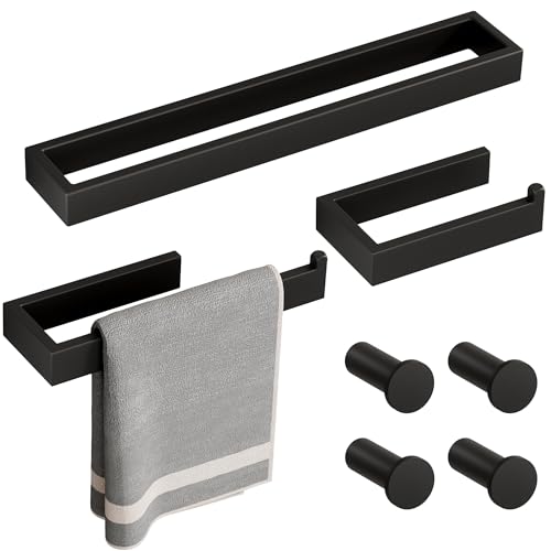 SAYAYO 7-Piece Bathroom Hardware Set Black, Includes 16 Inch Towel Bar