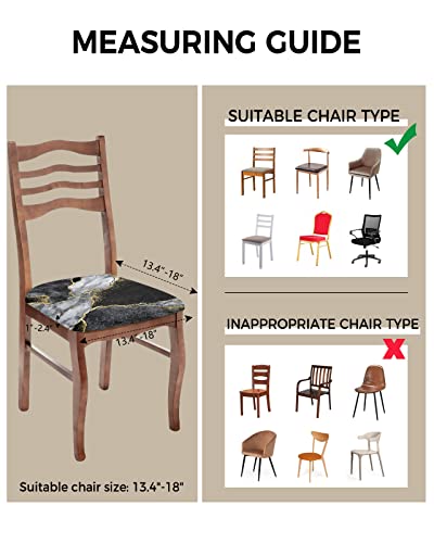 Black Marble Seat Covers For Dining Room Chairs Covers, Office Chair Seat Cover, Grey Ombre Modern Abstract Art Ink Painting Chair Slipcovers Stretch Cushion Protector For Kitchen Banquet Set Of 6 #TOP2