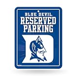Rico Industries NCAA Duke Blue Devils Standard 8.5" x 11" Carbon Fiber Metal Parking Sign - Great for Man Cave, Bed Room, Office, Home Décor