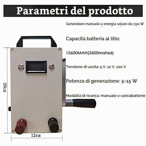 Generatore a manovella - Alimentatore manuale portatile per emergenze e attività all'aperto