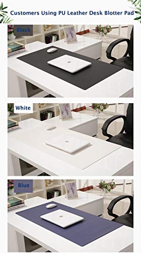 Desk Pad Blotter Mats Table Protector Mat On Top Of Writing Desks Office Laptop Computer Desktop Décor Cover Under Keyboard Large Mousepad Elbow Pads For Girl Women Kids Pu Leather White 17 X 36 Inch #TOP3