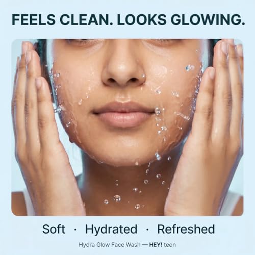 Image of HEY TEEN Glow Hydrating Face Wash for Teens & Kids (9+ Years) | Gentle Daily Face Cleanser for Teenage Boys & Girls | Dry to Normal, Sensitive Skin with Dermawhite, Glycolipids & Licorice