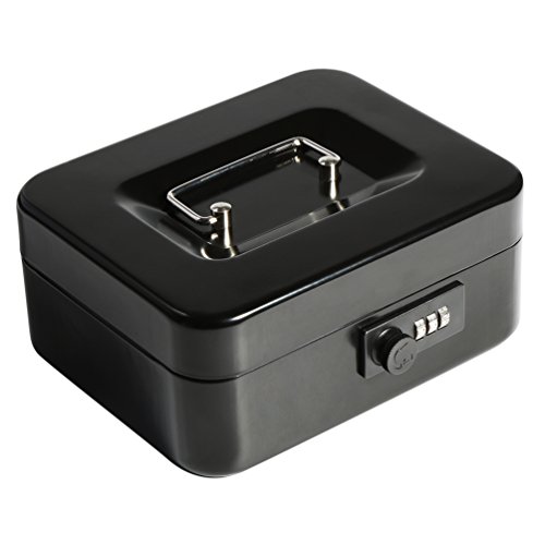 Decaller Cash Box with Combination Lock, Safe Metal Small Locking Box with Money Tray, 7 4/5