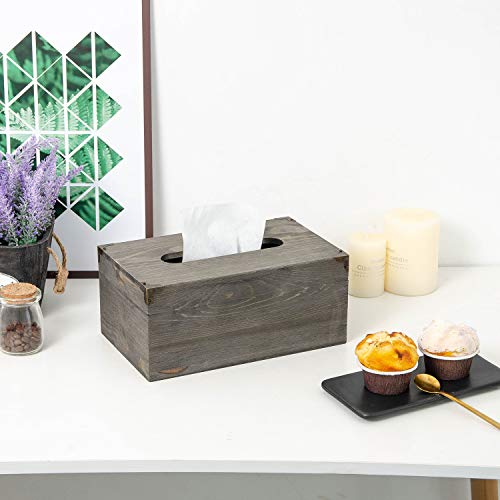 Distressed Wooden Rustic Facial Tissue Box Holder Tissue Box Cover Napkin Dispenser For Bathroom Living Room Dining Room Bedroom Toilet (Grey) #TOP4