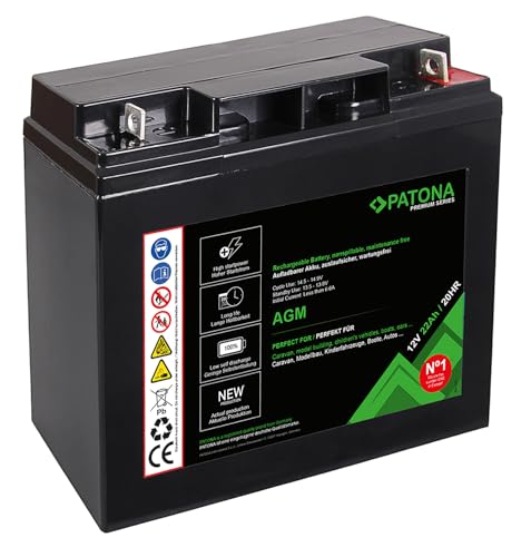 PATONA Premium AGM 12V 22Ah batería de plomo ácido VRLA Sin mantenimiento 1800 ciclos ...