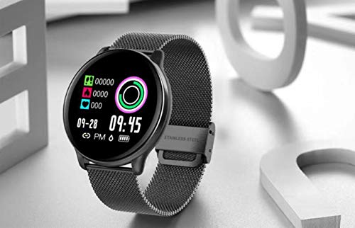 Relógio Inteligente, com Monitor Cardíaco, Sono, Pressão e Sangue, para iOS e Android - Preto