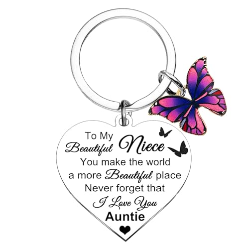 To My Beautiful Niece Gifts from Aunt Niece Keychain Christmas Birthday Gift Ideas I Love...