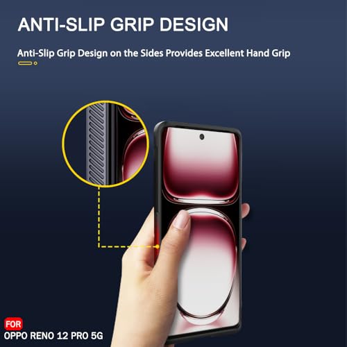 Image of TheGiftKart Liquid Silicon Back Cover Case for Oppo Reno 12 Pro 5G | ShockProof Military Grade Protection | Micro-Fibre Cloth On Inner Side | Anti-Slip Grip Oppo Reno 12 Pro 5G Back Cover (TPU, Black)
