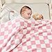 Yurhap Checkered Baby Blanket for Girls Pink Fleece Baby Blankets for Girls Boys, Warmer Comfort Lightweight Bed Blanket for Toddlers Infants or Newborn, 30''x40'', Pink