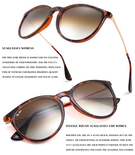 Pro Acme Retro Round Sunglasses Women Men 100% Real Glass Lens3