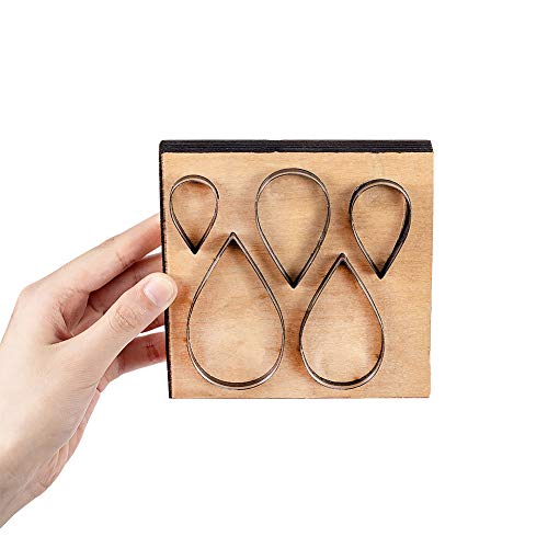Ph Pandahall Scrapbook Embossing Wooden Die Cutting Leather Mold, 5 Sizes Drop Shape Cutting Mold For Earring Jewelry Diy Leather Crafts Making, Not For Sizzix #TOP2