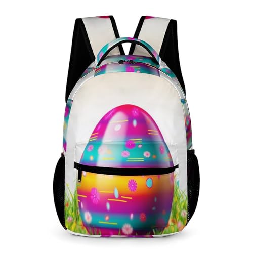 Colorful Easter Egg Backpack for Men Women, Durable Small Backpack Casual Lightweight Daypack for Travel Bag