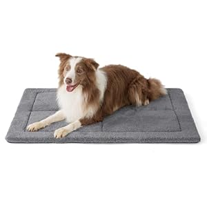 BEDSURE waschbar Hundematte Große Hunde - 104x69 cm Hundekissen waschbar für Grosse Hunde, Sherpa-Plüsch Hundebett groß mit hochdichter Schaumstofffüllung, grau