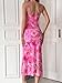 LIGHT DOT Women's Maxi Mesh Dress Spaghetti Strap Bodycon Floral Ruched Cami Long (Fuchsia,S)