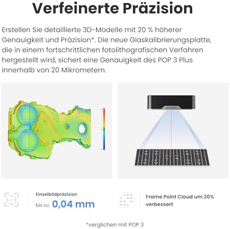 Bild 1 - Revopoint POP 3 Plus 3D-Scanner für 3D-Druck, Handscanner mit 0,04mm hoher Präzision, Vollfarbscan für mittlere Objekte, Kompatibel mit Android/iOS/Win10&11/macOS, Erweitert
